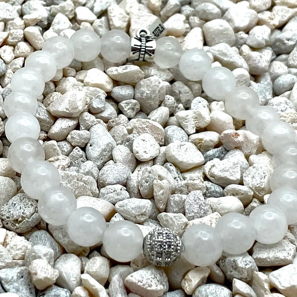 3 bracelets 2 aqua marine and 1 white quartz with Swarovski crystal pave - Picture 2 of 5